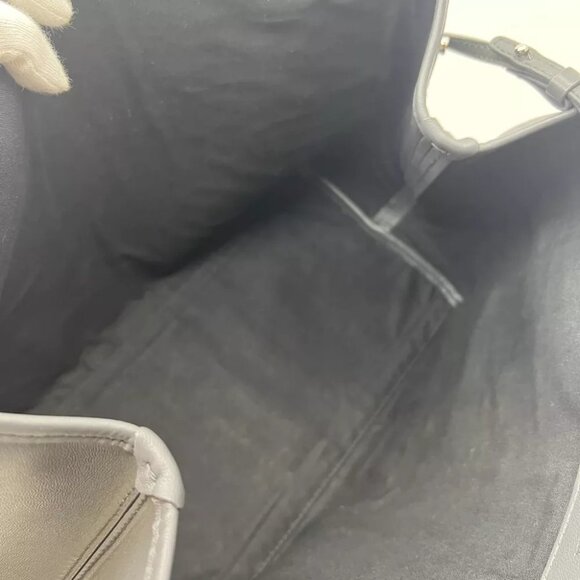 BALENCIAGA Navy Cabas Hand Bag Gray Leather - Picture 10 of 12